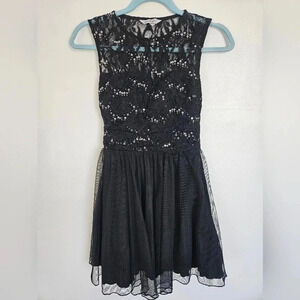 Speechless Black Lace Sequin Tulle Dress Women's Size 1 Party Cocktail‎